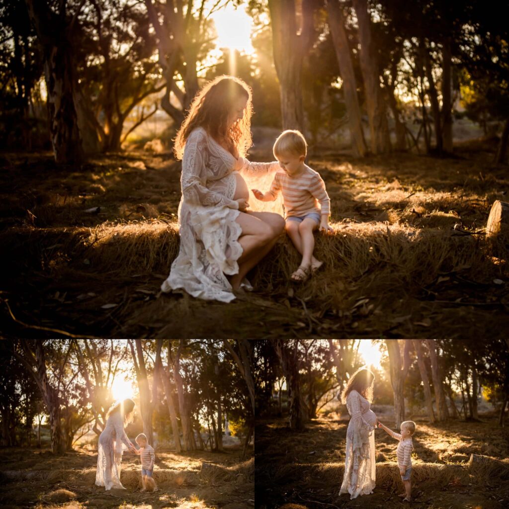 Pregnant mother and her son at photo session by San Diego Maternity Photographer, Kim Belverud