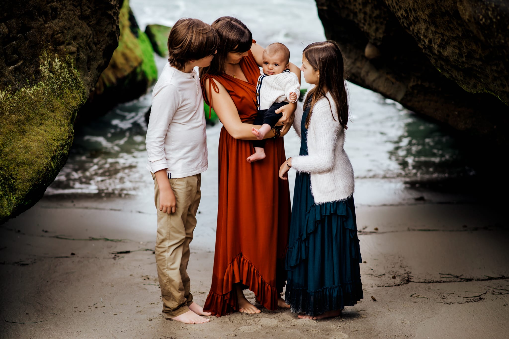 Mother and her two children at Windansea Beach taken by Kim Belverud Photography