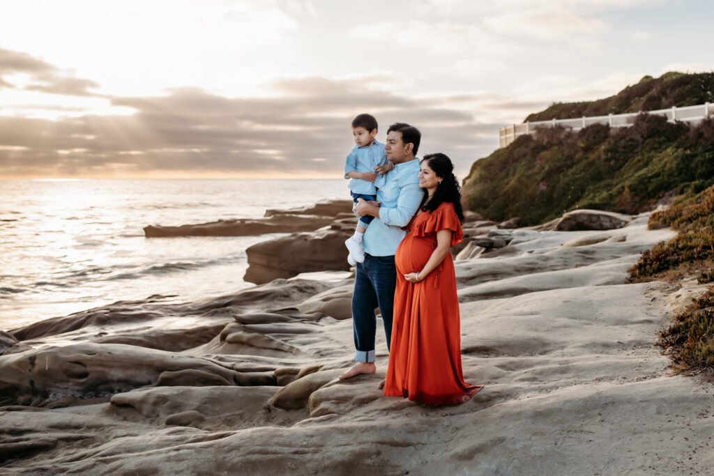 San Diego maternity image with pregnant mother, husband, and son