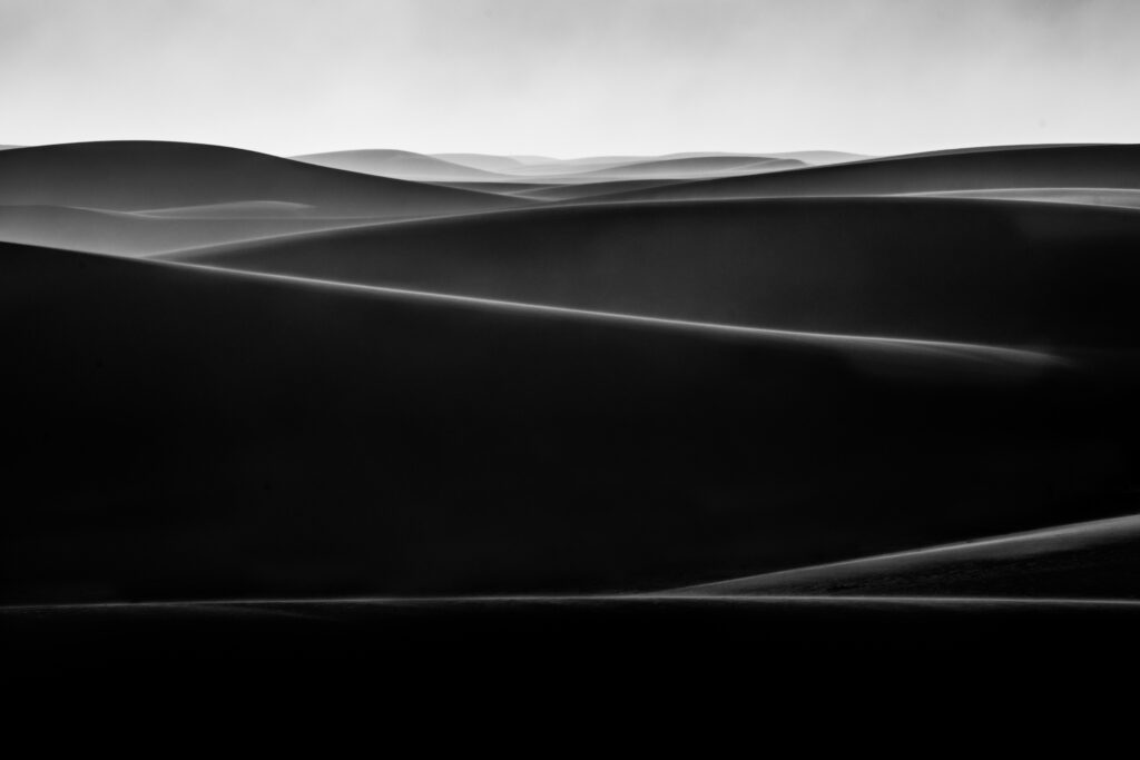a black and white image of White Sands National Park